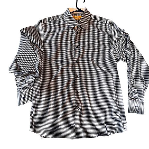 BriO by Milano Men's Long Sleeve Button Down Shirt.  Blue/White. Size XL 17.5-18 - Picture 1 of 9